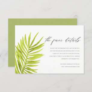 RUSTIC GREEN PALM LEAF FOLIAGE WEDDING DETAIL INVITATION