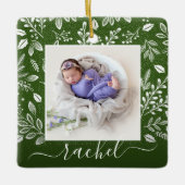 Rustic Green Photo Ornament with Greenery | Zazzle