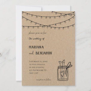 Rustic Green Pine Branch Wedding Invitation