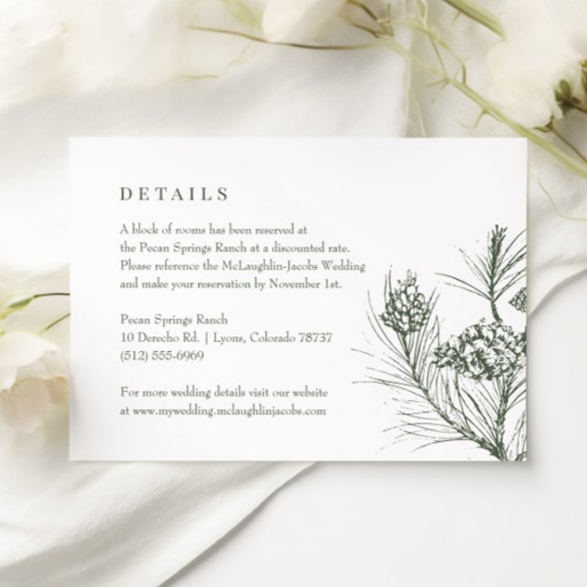 Rustic Green Pine Wedding Details RSVP Card (Creator Uploaded)