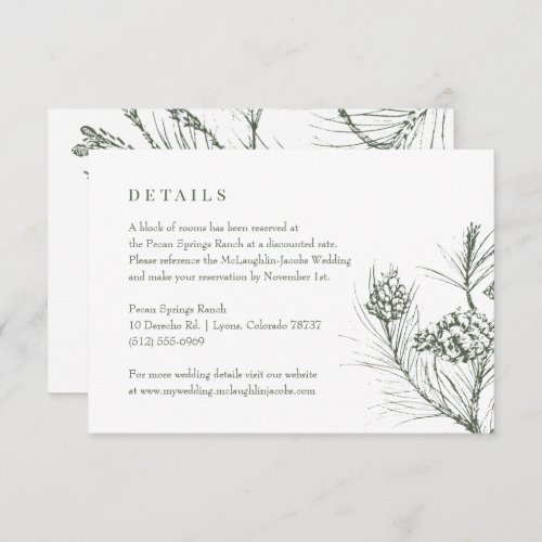 Rustic Green Pine Wedding Details RSVP Card
