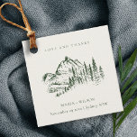 Rustic Green Pine Woods Mountain Sketch Wedding Favor Tags<br><div class="desc">For any further customisation or any other matching items,  please feel free to contact me at yellowfebstudio@gmail.com</div>