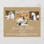 Rustic Green Pink Camo Kraft Photo Save the Date (Front)