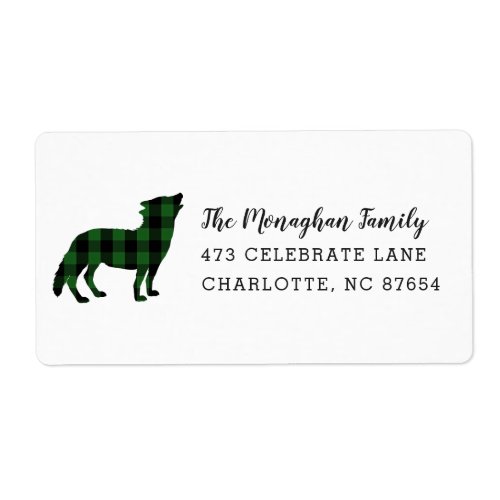 Rustic Green Plaid Fox  Winter Return Address Label