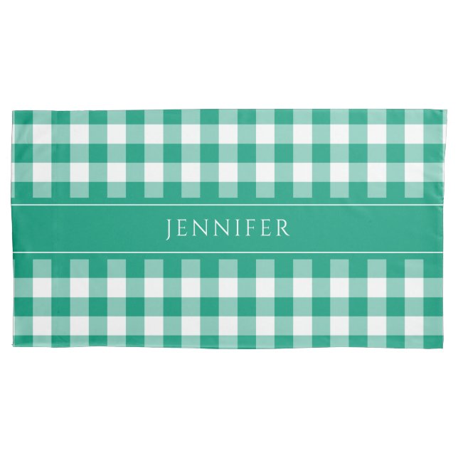 Rustic Green Plaid Gingham Pillow Case (Front)