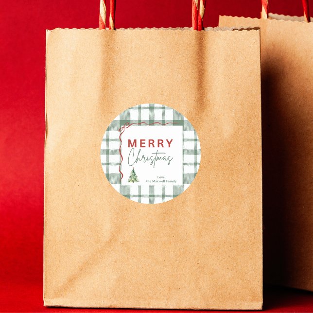 Rustic Green Plaid Merry Christmas Sticker (Rustic Green Plaid Merry Christmas Sticker
)