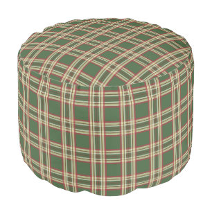 Rustic Green Plaid Ottoman Pillow Pouf