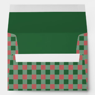 Rustic Green Plaid Pattern Christmas Envelope