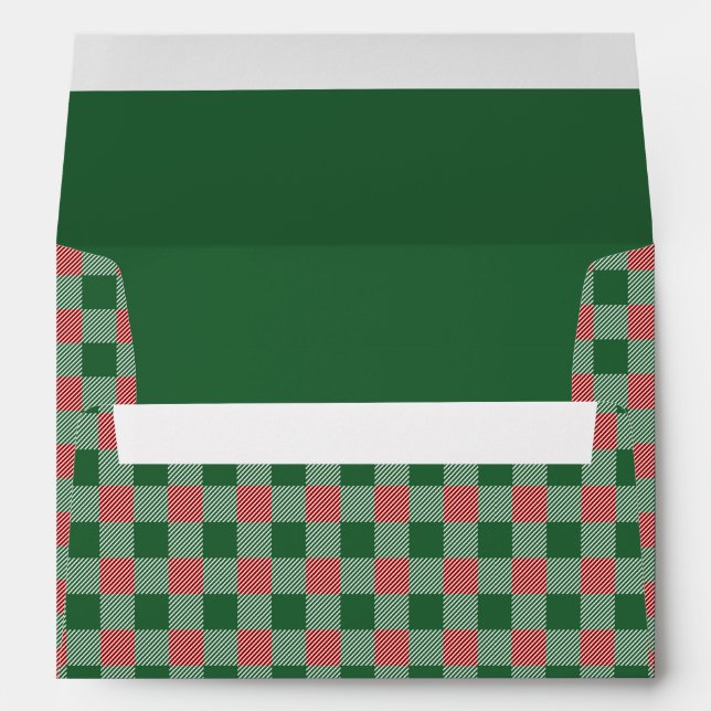Rustic Green Plaid Pattern Christmas Envelope (Back (Bottom))