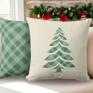 Rustic Green Plaid Pine Tree Christmas 