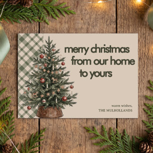Rustic Green Plaid Tree From Our Home To Yours Holiday Card