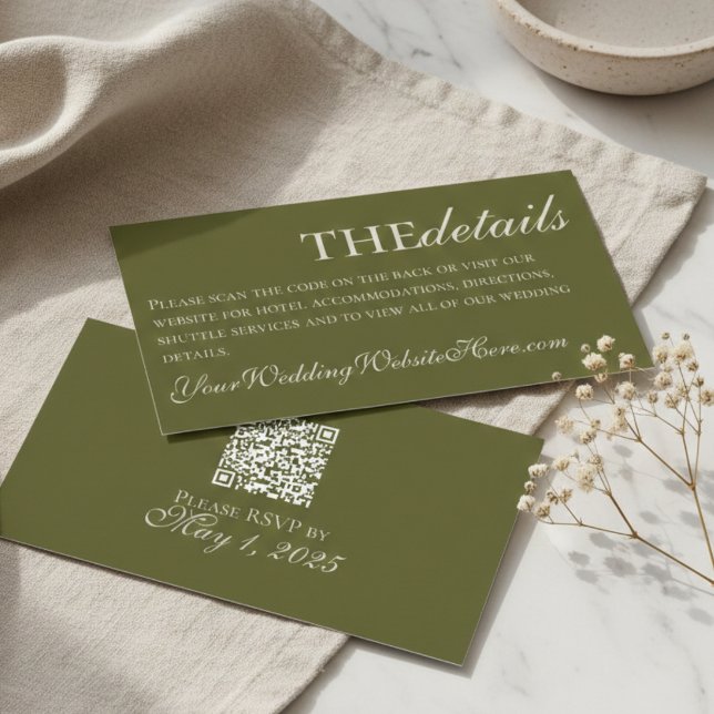 Rustic Green QR Wedding Details Enclosure Card (Rustic Green QR Wedding Details Enclosure Card
)