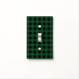 Rustic Green Red Checkered Buffalo Plaid Pattern Light Switch Cover