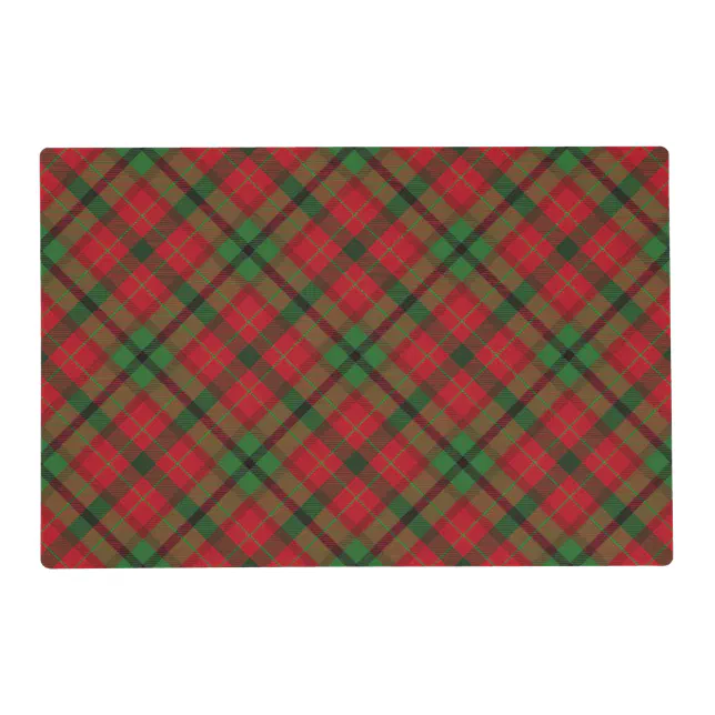 Rustic Green Red Christmas Holiday Tartan Plaid Placemat Zazzle