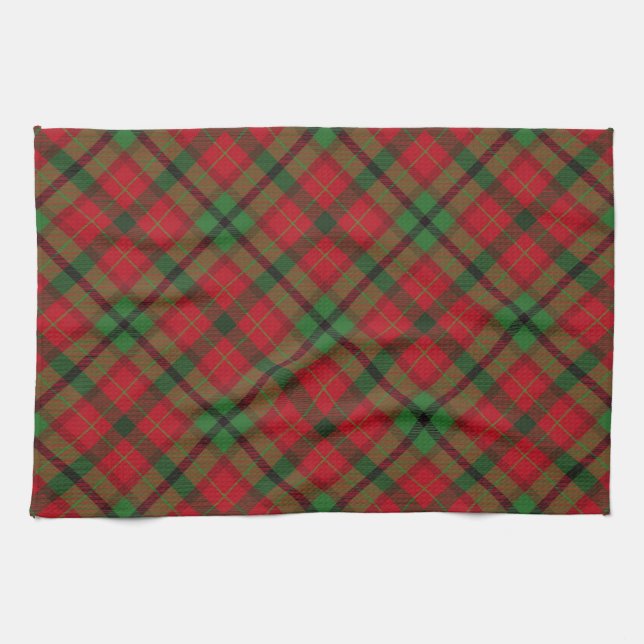 Rustic Green Red Christmas Holiday Tartan Plaid Towel (Horizontal)