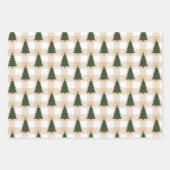 Rustic Green Red Christmas Tree Holiday Wrapping Paper Sheets (Front)