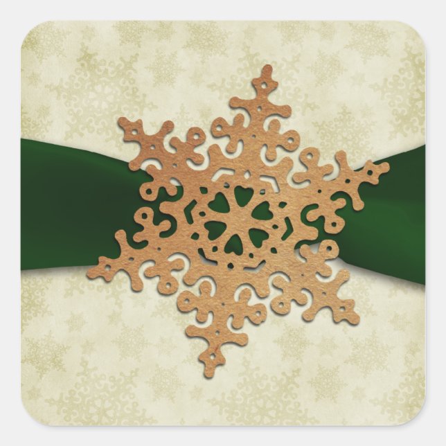 rustic green snowflake envelope seal (Front)