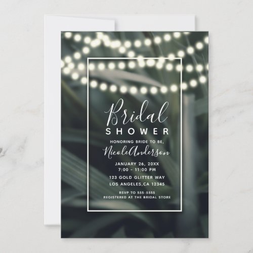 Rustic Green Spring Grass  Lights Bridal Shower Invitation