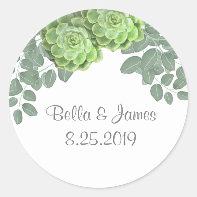 Rustic Green Succulents Stickers (Front)