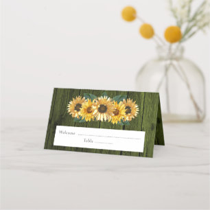 Rustic Green Sunflower Reception Place Card