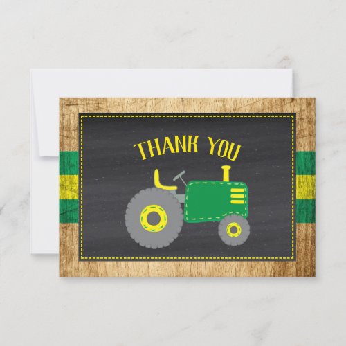 Rustic Green Tractor Baby Shower Thank You