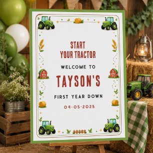 Rustic Green Tractor Farm First Year Down One Foam Board