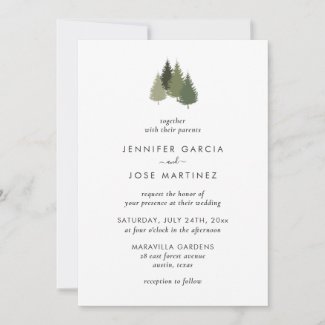 Rustic Green Tree Forest Wedding Invitations