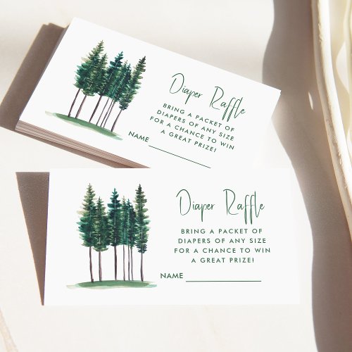 Rustic Green Trees Diaper Raffle Enclosure Card