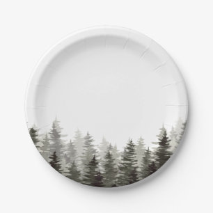 Rustic Green Trees Paper Plates