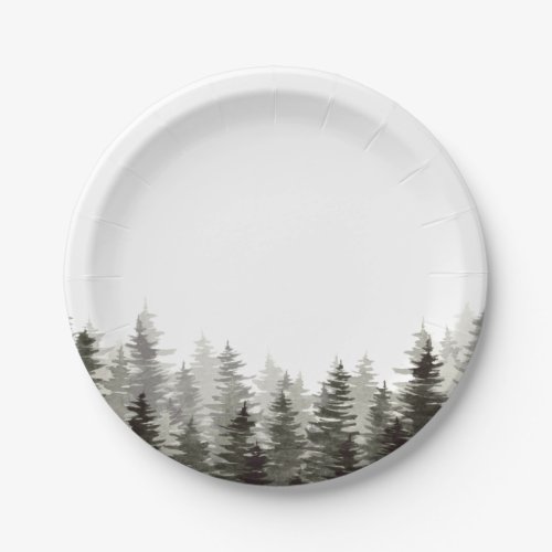 Rustic Green Trees  Paper Plates