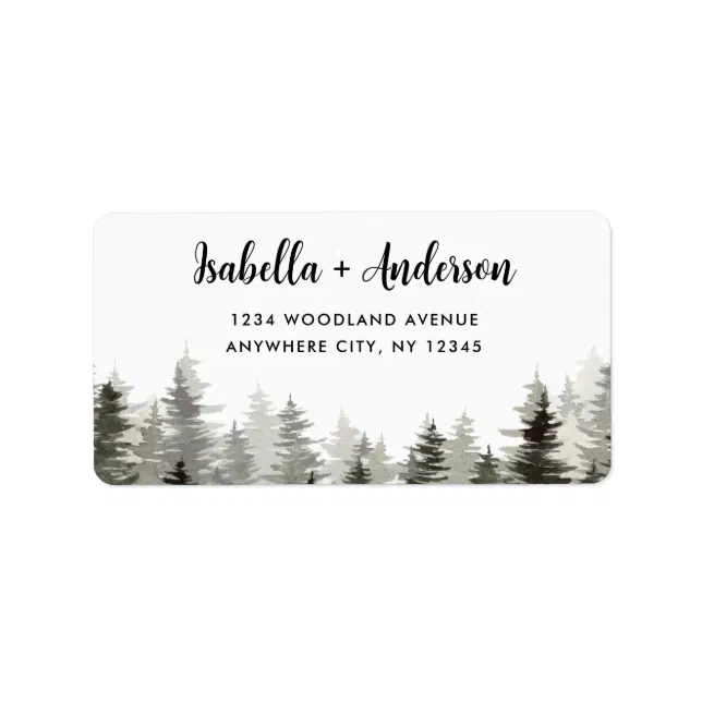 Tree Address Labels Rustic Green Trees Return Address Label | Zazzle