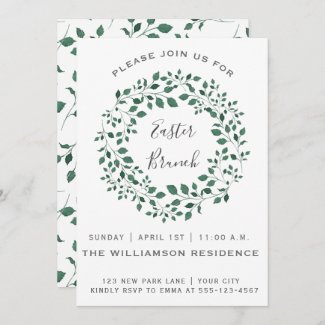 Rustic Green Watercolor Foliage | Easter Brunch Invitation