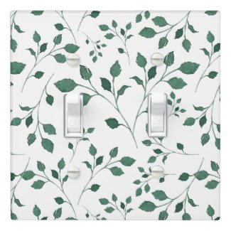 Rustic Green Watercolor Foliage Pattern Light Switch Cover