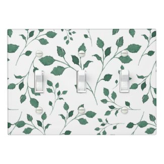 Rustic Green Watercolor Foliage Pattern Light Switch Cover