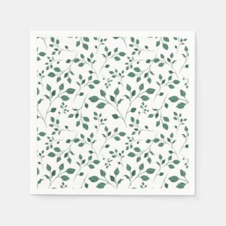 Rustic Green Watercolor Foliage Pattern Napkins