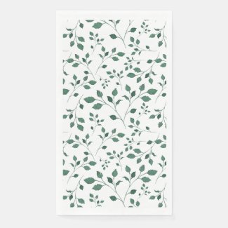 Rustic Green Watercolor Foliage Pattern 
