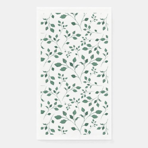 Rustic Green Watercolor Foliage Pattern  Paper Guest Towels