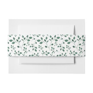 Rustic Green Watercolor Foliage Pattern | Wedding Invitation Belly Band