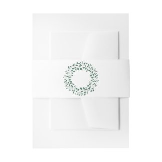 Rustic Green Watercolor Wreath | Wedding Invitation Belly Band
