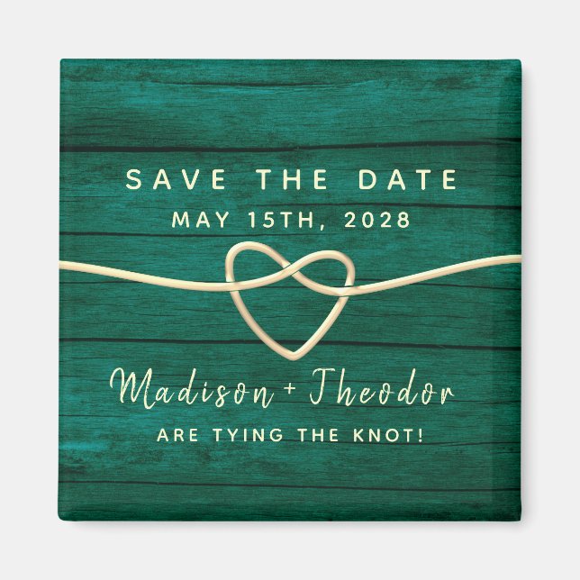 Rustic Green Wedding Save The Date Invitation Magnet (Front)