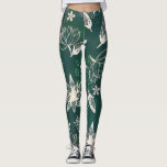 Rustic Green White Botanical Wildflowers Blossom Leggings<br><div class="desc">Variety of white flowers blossom on an abstract-like background.</div>