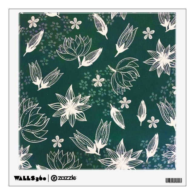 Rustic Green White Botanical Wildflowers Blossom Wall Decal (Front)
