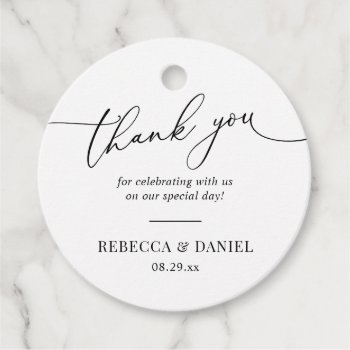 Rustic Green & White Simple Thank You Favor Tags by PeachBloome at Zazzle
