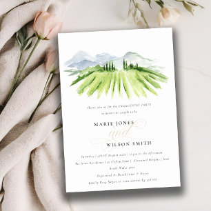 Rustic Green Winery Vineyard Engagement Invite