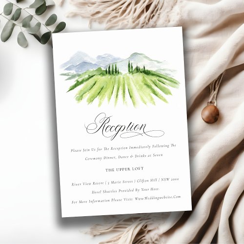 Rustic Green Winery Vineyard Wedding Reception Enclosure Card