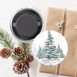 Rustic Green Winter Pine Trees Red Cardinal Bird  Magnet<br><div class="desc">Rustic Green Winter Pine Trees Red Cardinal Bird Watercolor Holiday Christmas Magnet. Celebrate holidays with this simple and modern non-photo design festive, natural nature color style cards! Featuring a snowy day in a mountain with tall, soft green painted watercolor forest pine trees and a winter red bird on the tree....</div>
