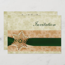 rustic green winter wedding Invitation cards