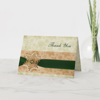 rustic green winter wedding Thank You Card