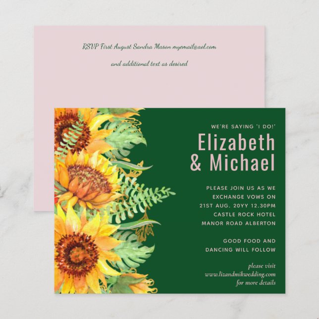 Rustic Green with Sunflowers Wedding Budget (Front/Back)
