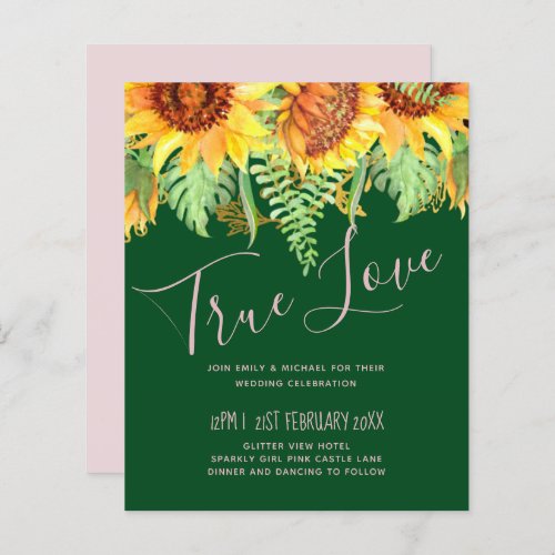 Rustic Green with Sunflowers Wedding Budget